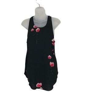 ARITZIA Wilfred Black With Floral Print Extra Long Tank Top Size M